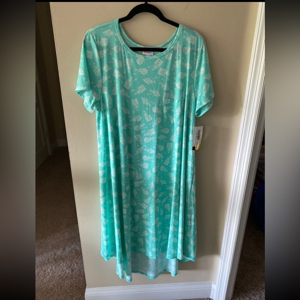 LuLaRoe Disney Kermit Aqua Carly Dress XXS NWT